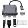 מתאם USB‑C 3‑ב‑1 עם PD 100W, HDMI 4K ו‑USB 3.0 למחשב נייד – תמונת מוצר