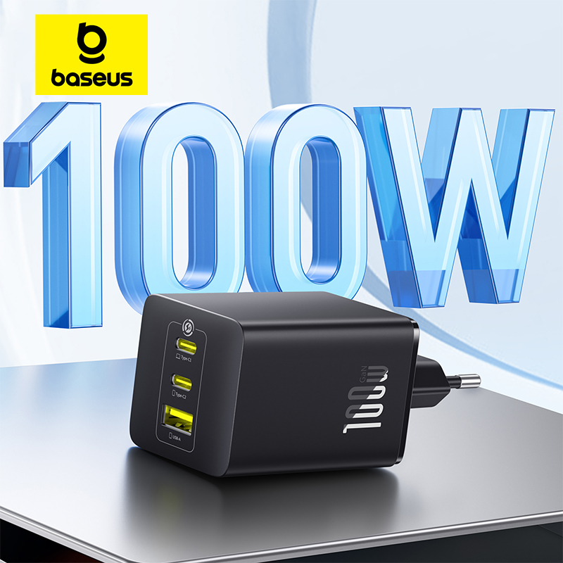 מטען Baseus 100W GaN למחשב נייד, טאבלט וטלפון