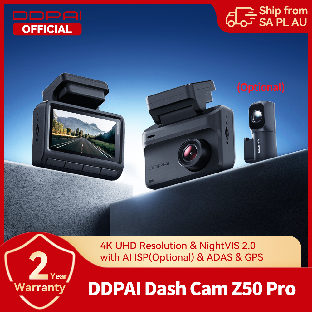 מצלמת הדרך DDPAI Z50 Pro עם מצלמה קדמית ב-4K ומצלמה אחורית