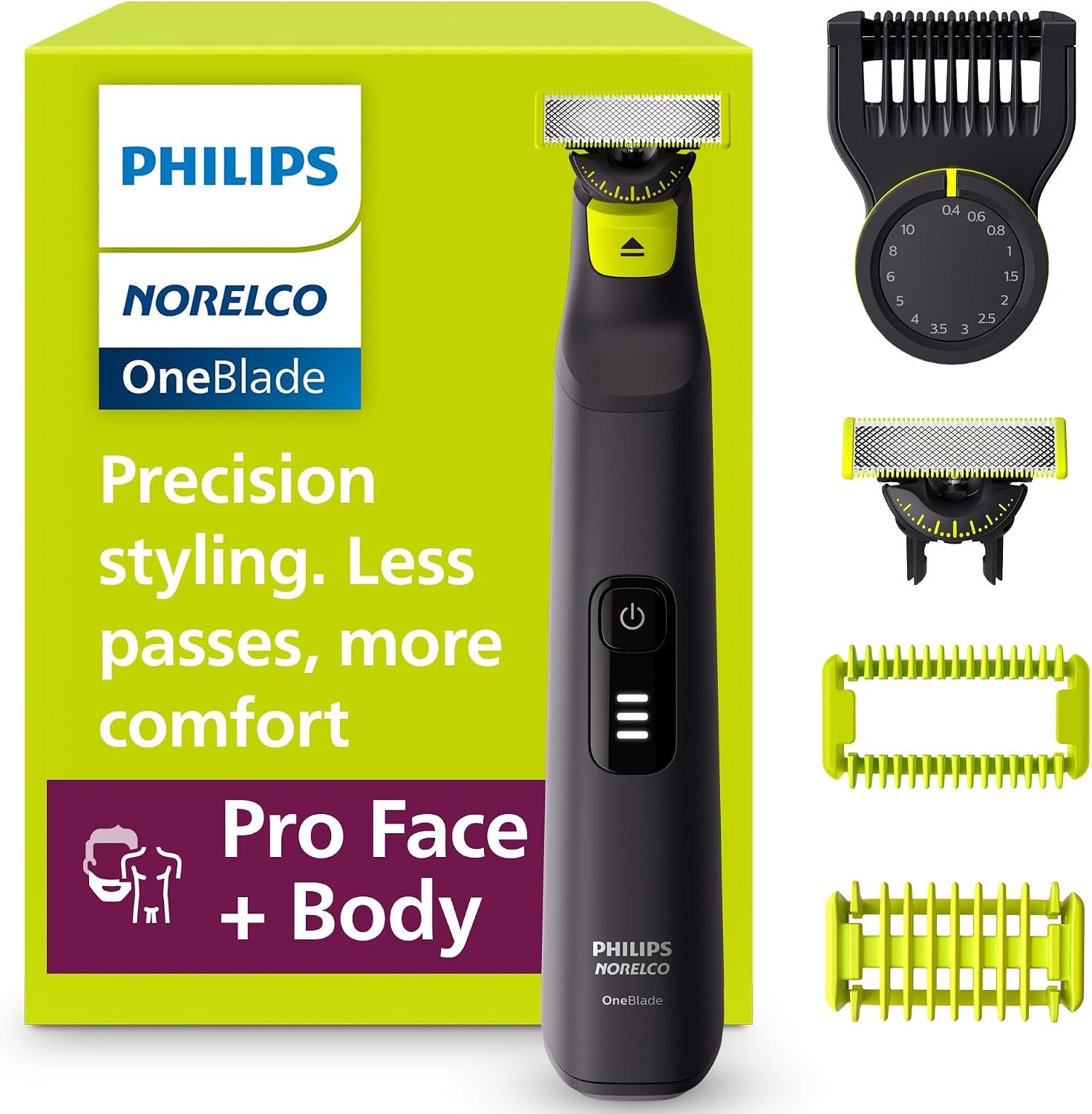 מכשיר הגילוח Philips OneBlade Pro 360 עם האביזרים