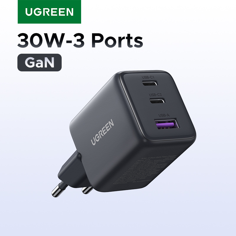 מטען UGREEN 30W GaN עם 3 יציאות